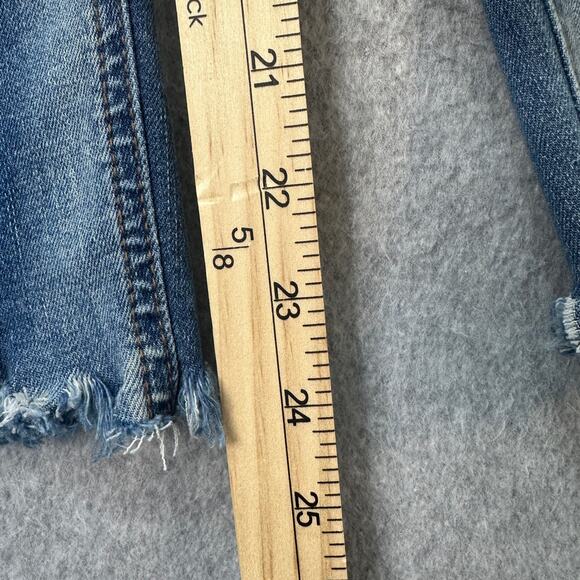 Free People Skinny Jeans SZ 25 Crop Stonewashed Mid Rise Distressed Blue Denim - Picture 8 of 9